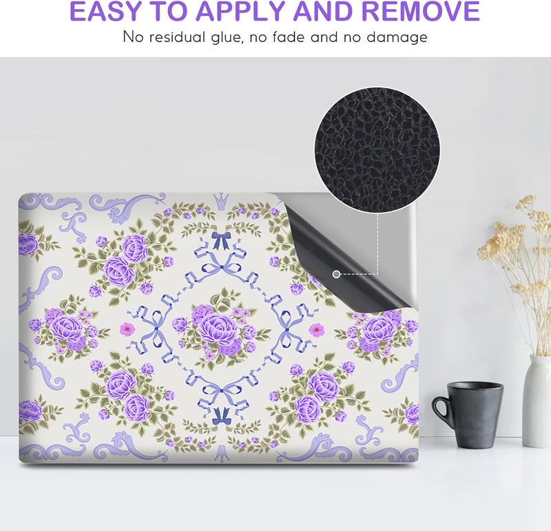 DINKY Laptop Skin Sticker Decal 15.6" 15.4" 12" 13" 13.3" 14" 15 inch Laptop Universal Vinyl Skin Stickers Cover Art Decal Notebook PC Personalized Protector, Purple Flower Bow - Image 4